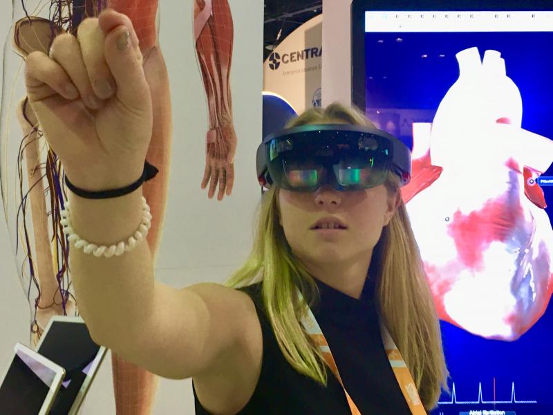 One of the interesting technologies shown by numerous vendors at HIMSS 2019 was augmented reality.